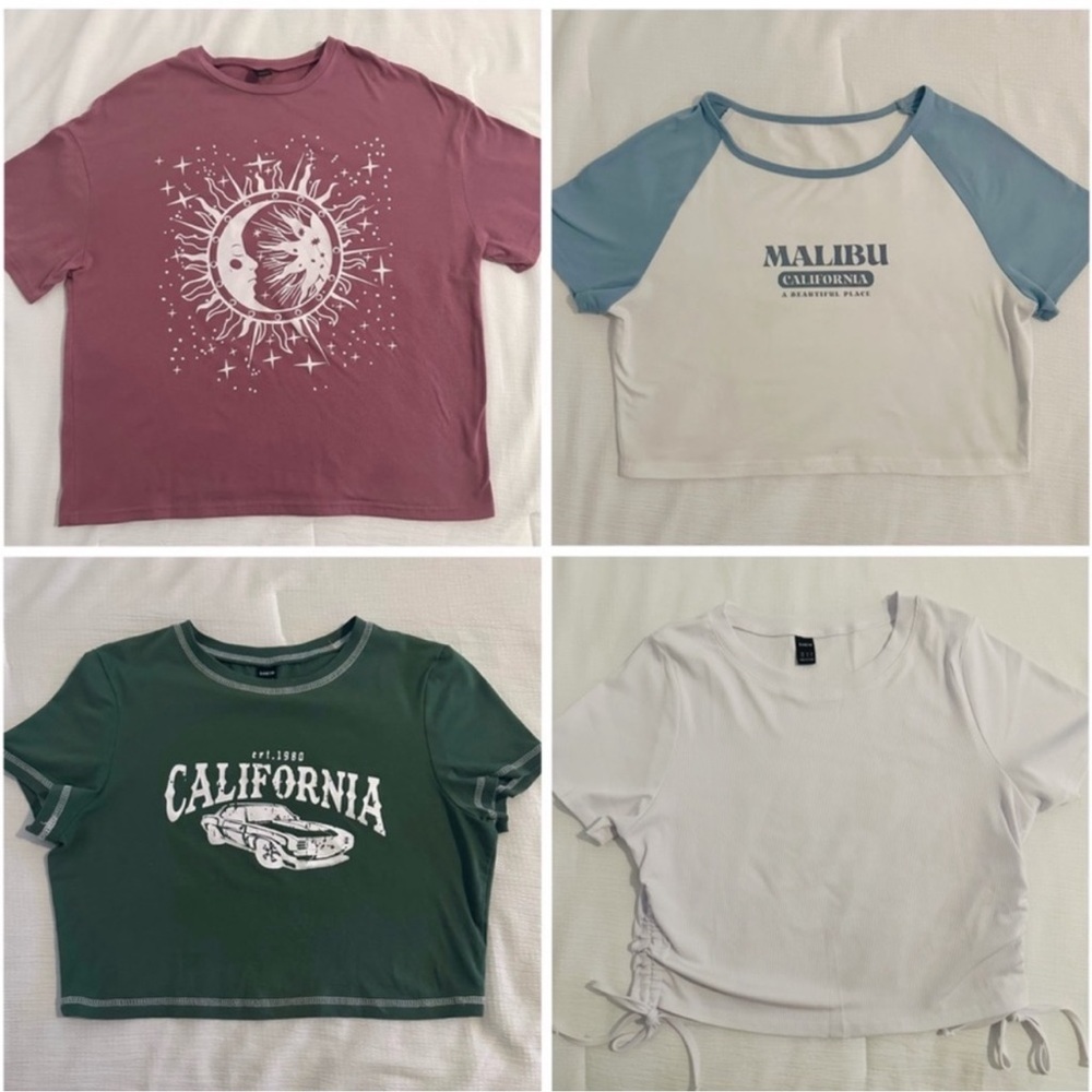 Shein Tops Bundle of 4 - Crops Tops and Graphic Tee